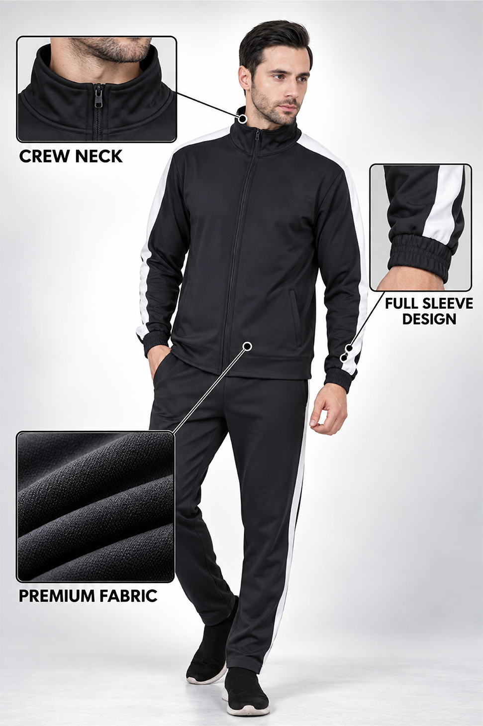 Men’s Contrast Stripe Tracksuit Set for Corporate Teams
