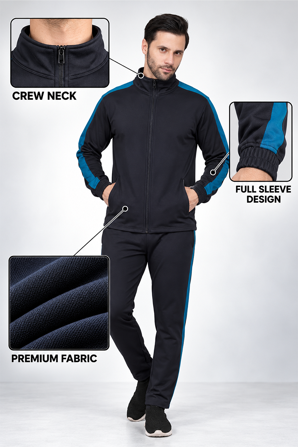 Men’s Contrast Stripe Tracksuit Set for Corporate Teams