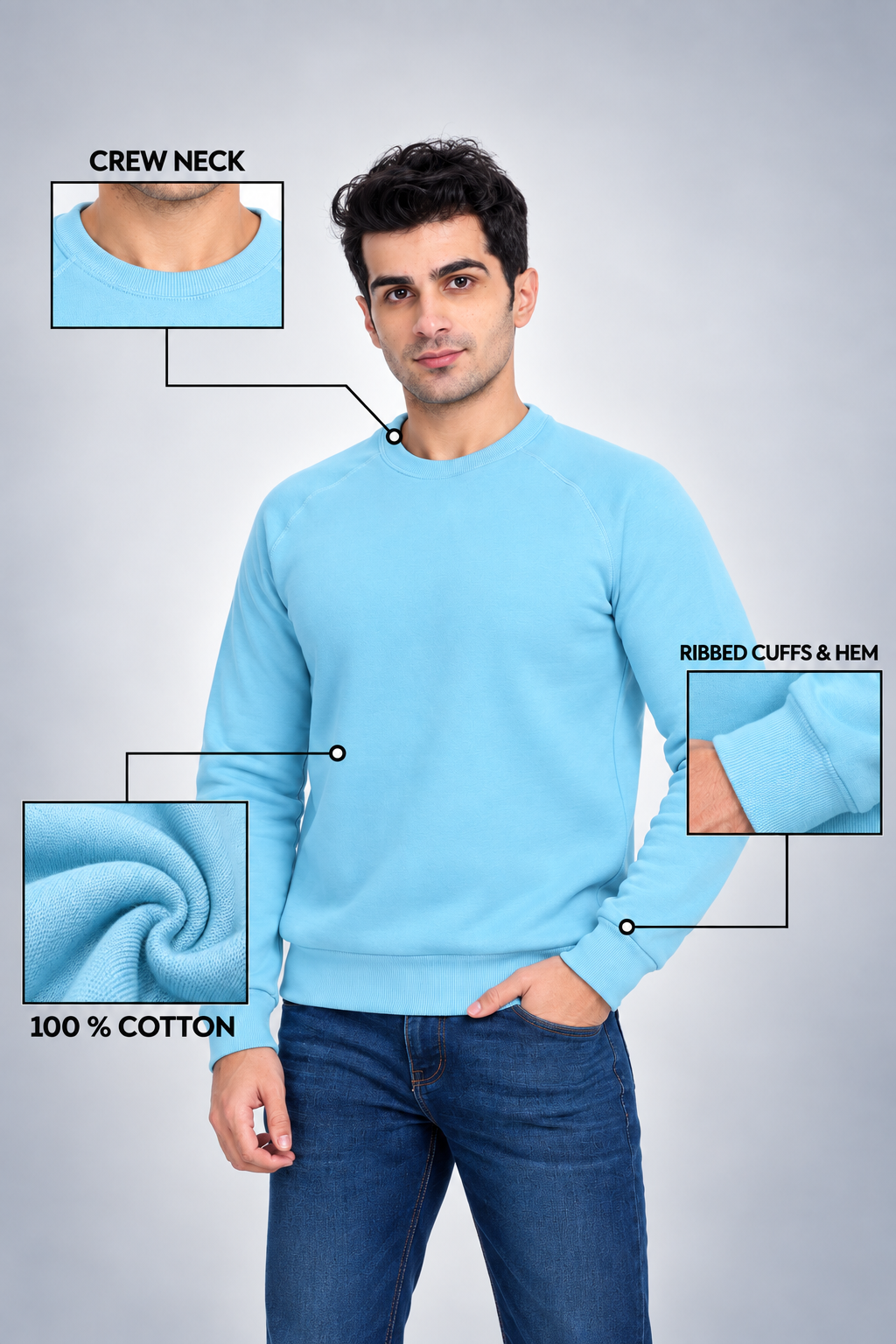 Sky Blue Corporate Sweatshirt for Team Branding