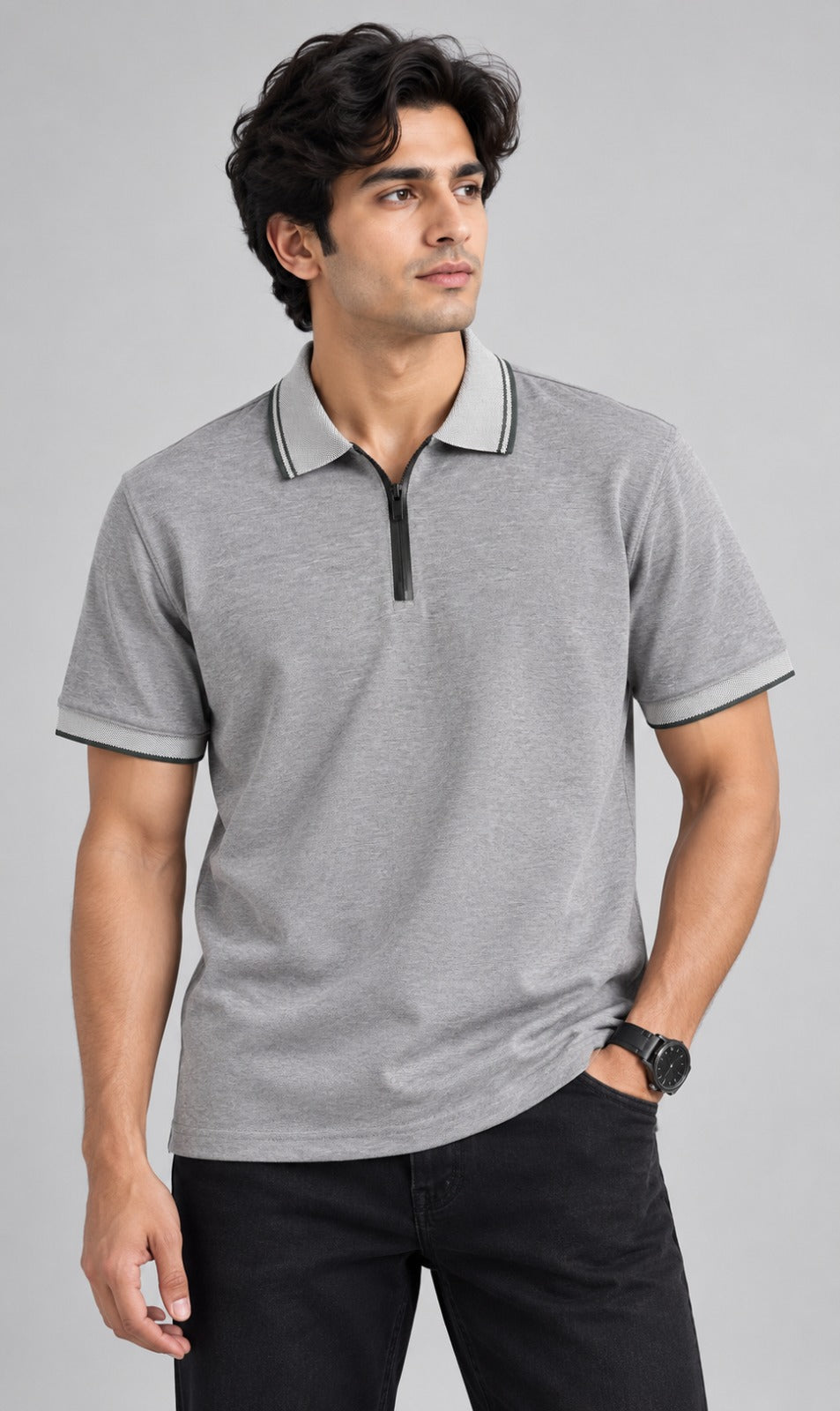Premium Zip-Neck Corporate Polo T-Shirt with Custom Logo Branding