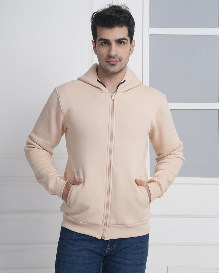 Beige Zip-Up Hoodie for Corporate Gifting &amp; Teamwear
