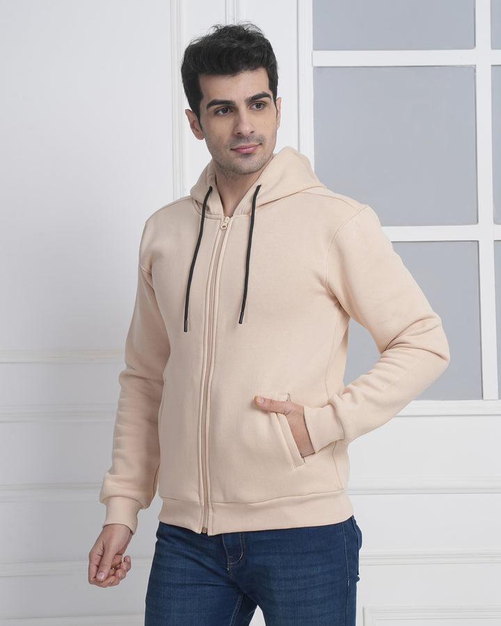 Beige Zip-Up Hoodie for Corporate Gifting &amp; Teamwear