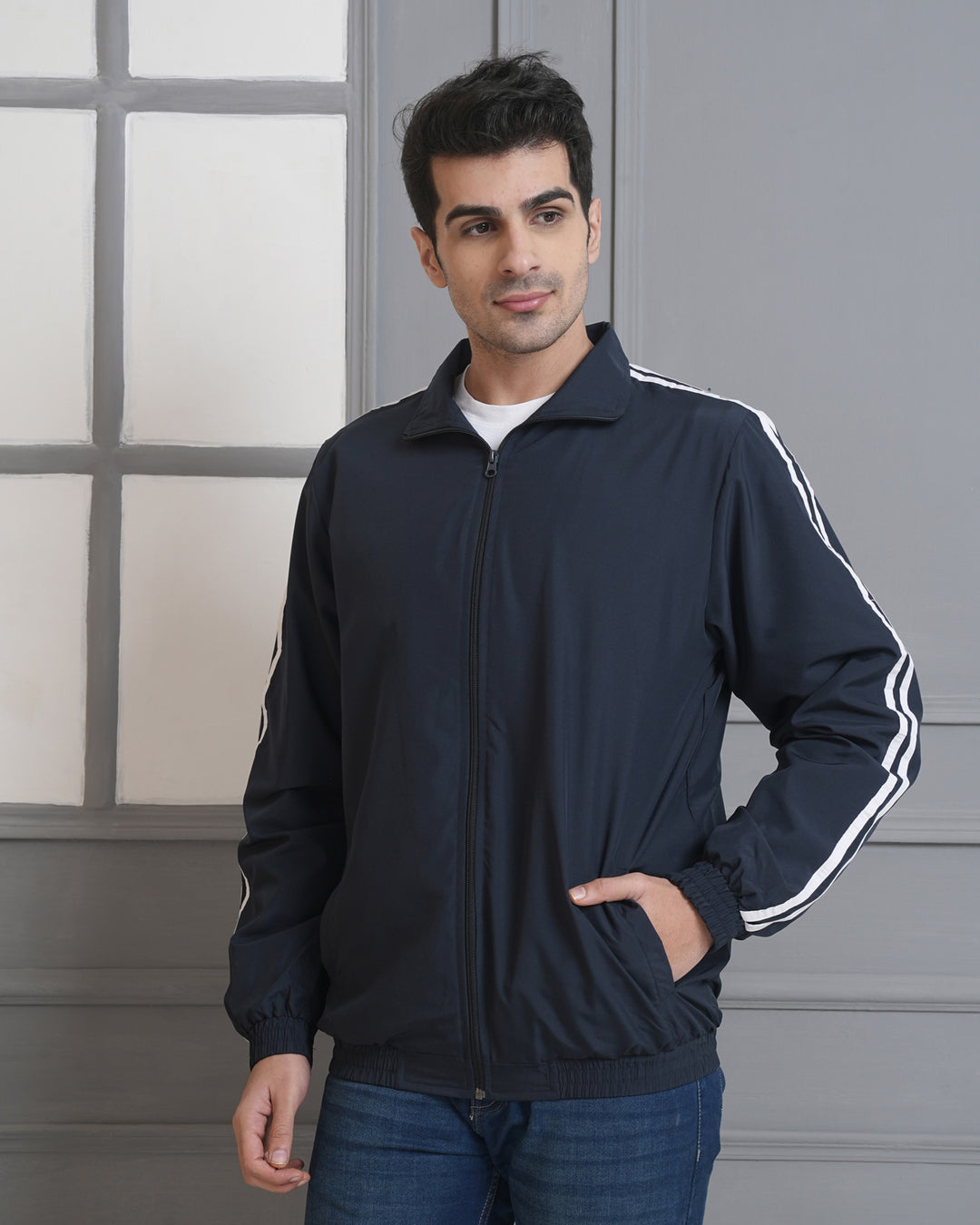 Polyester Regular Fit Track Upper for Men