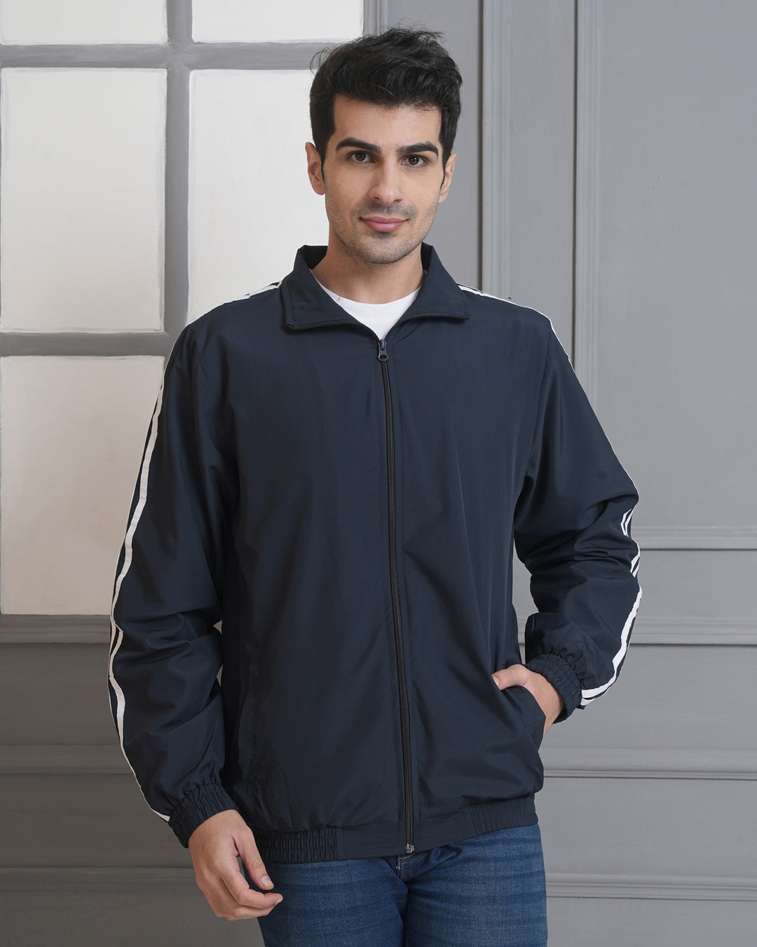 Polyester Regular Fit Track Upper for Men