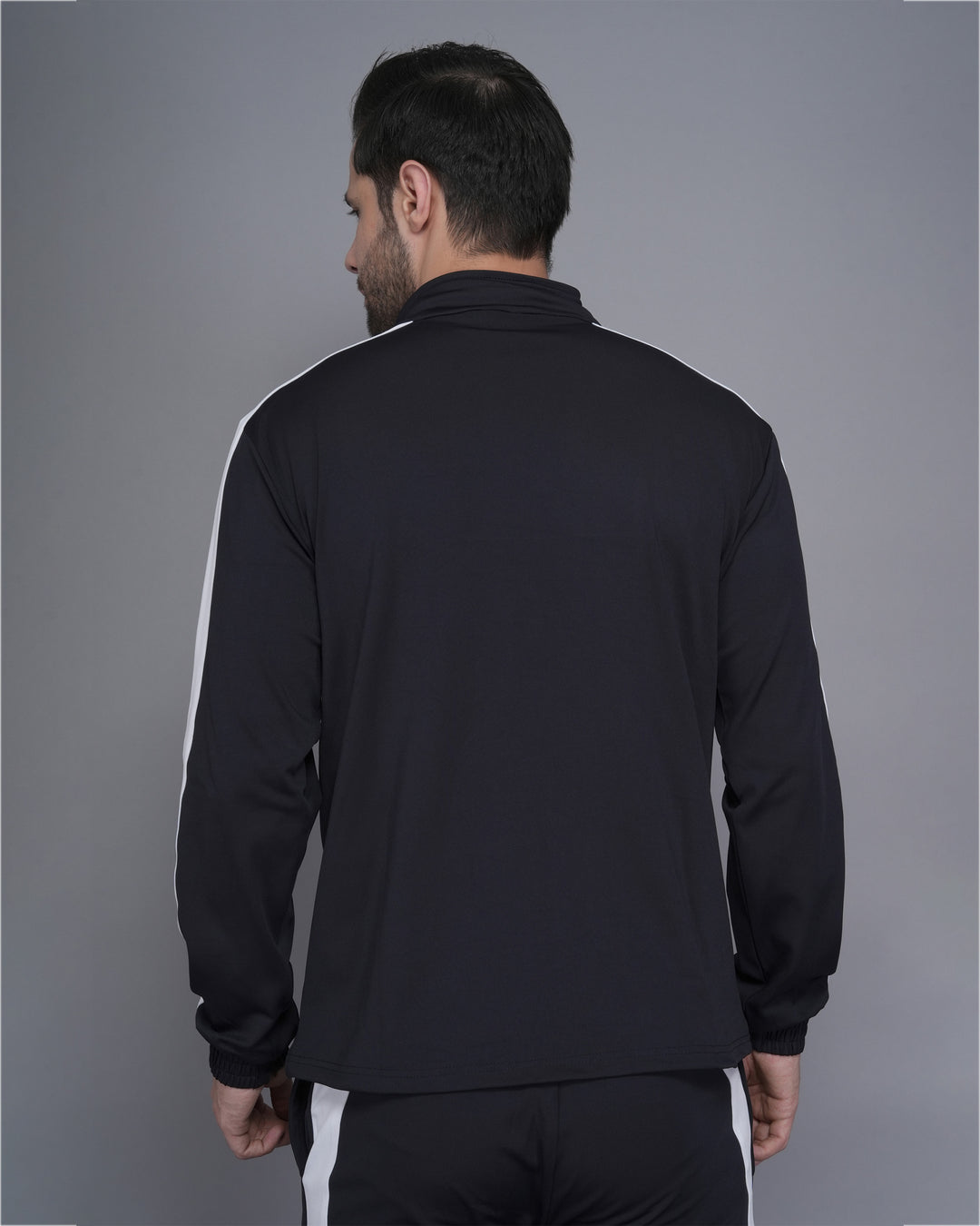 Men’s Jet Black Tracksuit with White Stripe