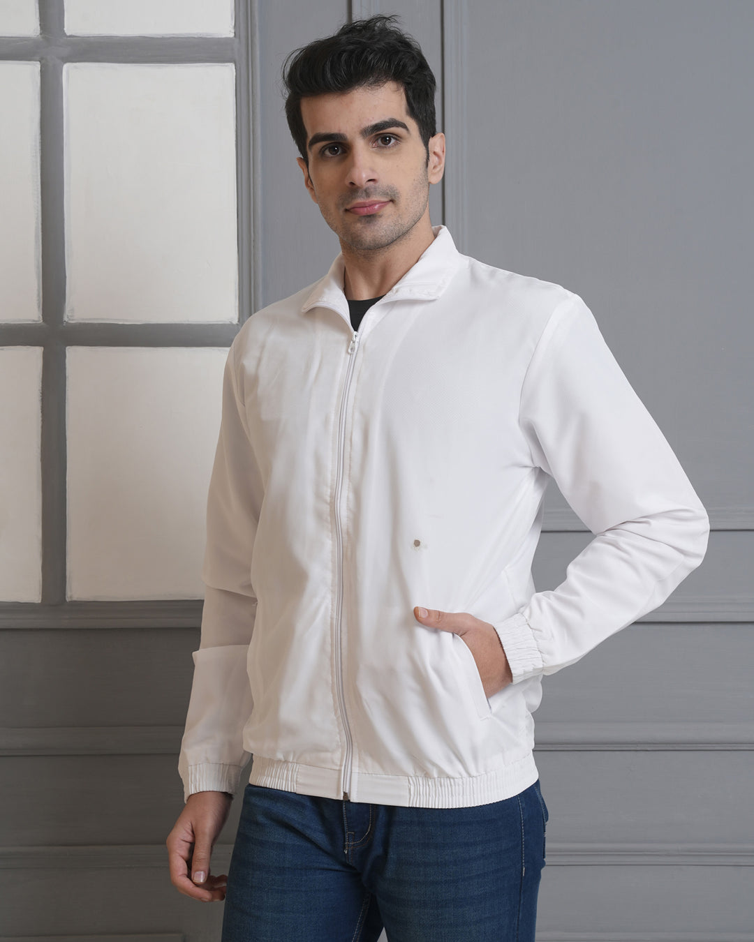Executive White Zip Jacket for Staff Uniforms