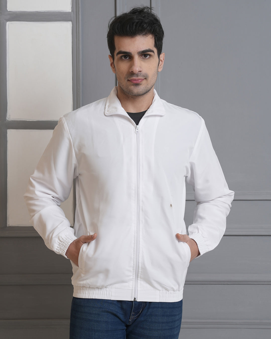 Executive White Zip Jacket for Staff Uniforms