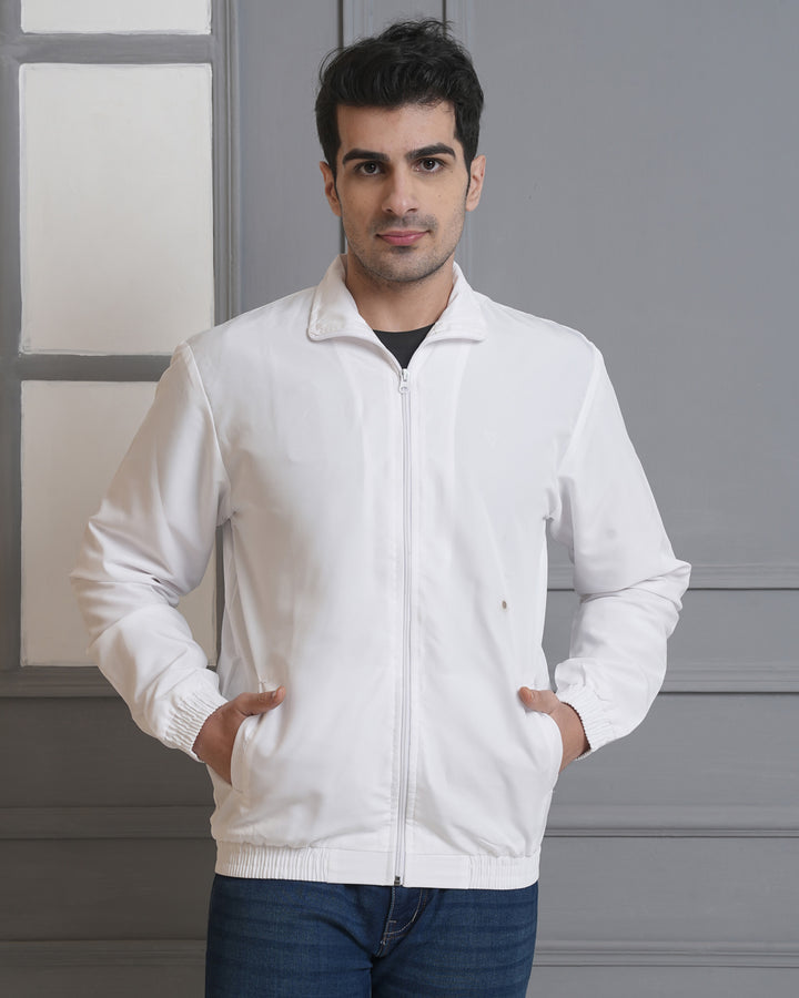 Executive White Zip Jacket for Staff Uniforms